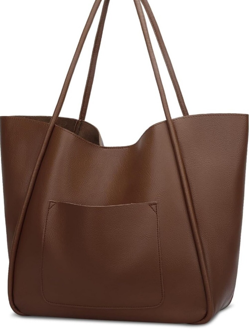 Large Vegan Leather Tote Bag Oversized Shoulder Handbag Travel Beach  Dark Brown